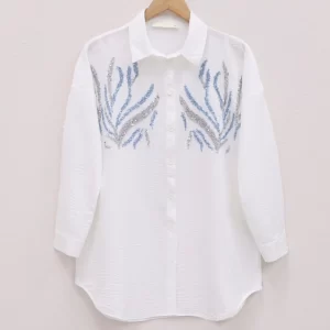 Long Shirt with Sequined Front