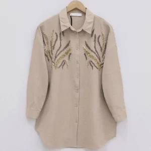 Long Shirt with Sequined Front
