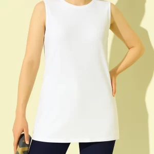 Round Neck Zero Sleeve Combed Cotton Basic