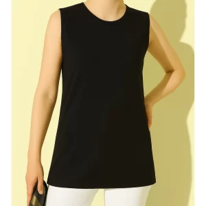 Round Neck Zero Sleeve Combed Cotton Basic